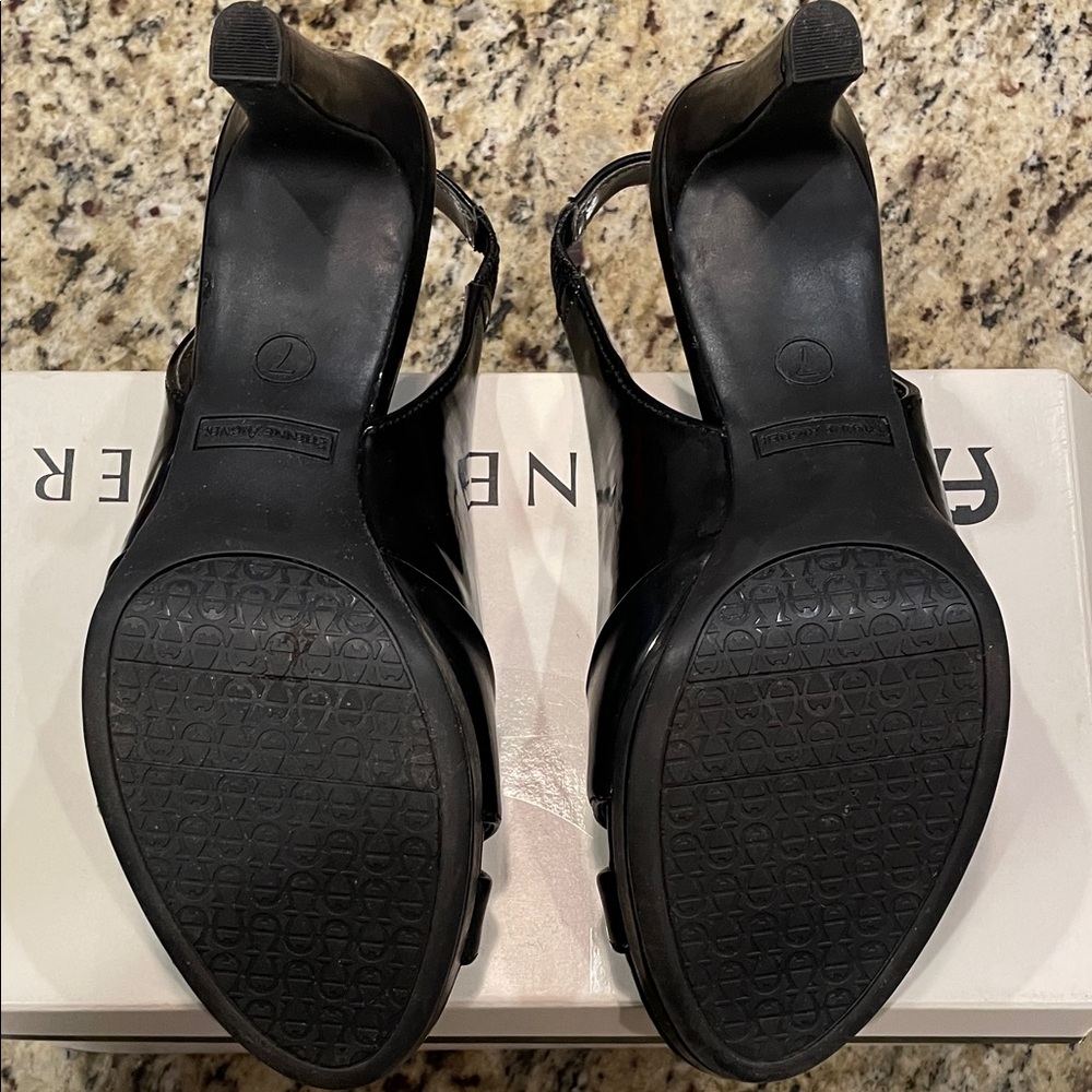 Etienne Aigner Black Cross-Strap Heels - Picture 6 of 7
